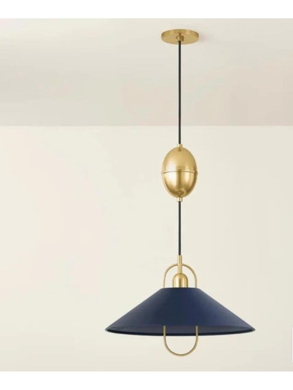 Mitzi Mariel Pendant Light Brass Navy Modern Ceiling Lamp 18” E26